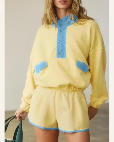 Colorblock 2 Piece Set Long Sleeve Sweatshirts, view 3