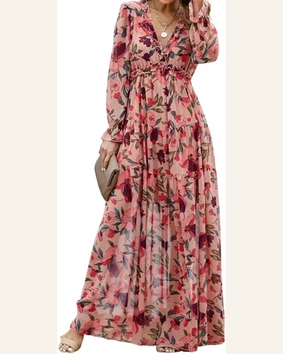 Fall Dresses Casual Wild Lotus Ruffle Tiered Maxi, view 1