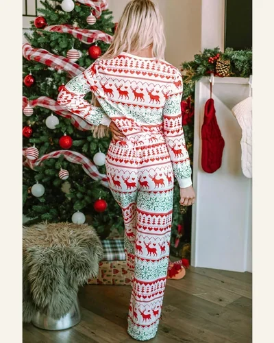 Christmas Santa Pajama Set Long Sleeve Top, view 2