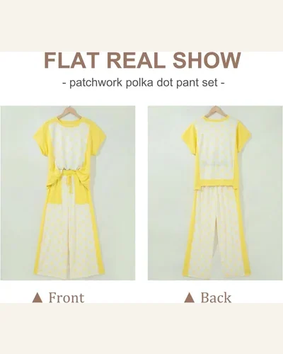 2 Piece Outfits Color Block Patchwork Polka Dot Set, view 2
