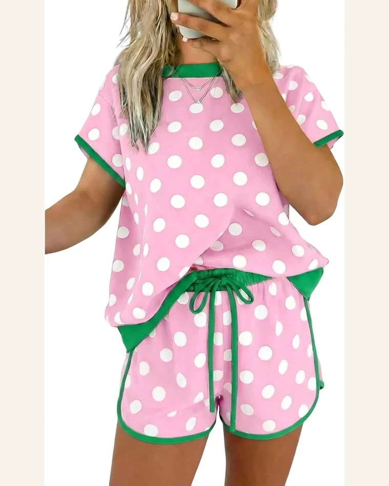 Summer 2 Piece Outfits Polka Dot Top by SELINK