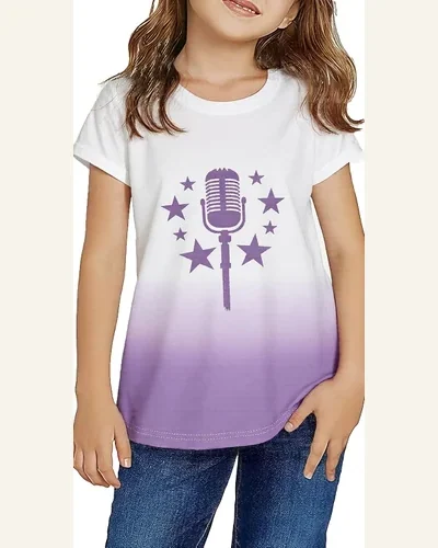Kids Retro Microphone Star T Shirt Girls Music, view 4