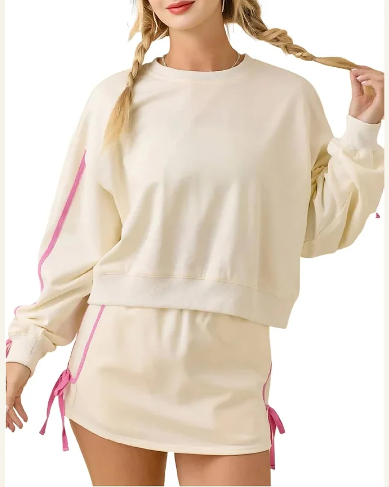 2 Piece Outfits Casual Bow Tie Strap Long Set by SELINK