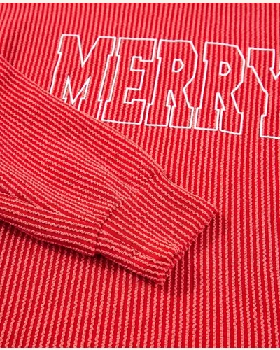 Corded 2 Piece Outfits MERRY Christmas Print Long Set, view 4