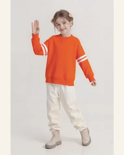 Girls Color Block Casual Long Sleeve Tees, view 3
