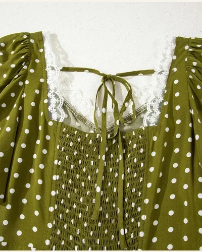 Summer Dresses Polka Dot Casual V Neck Back, view 4