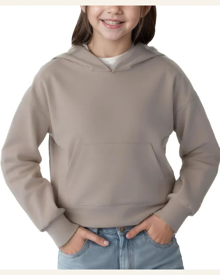 Girls Long Sleeve Hooded Sweatshirt Casual Soft Basic by SELINK