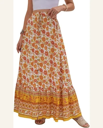 High Waist Boho Long Skirt A Line Swing, view 1