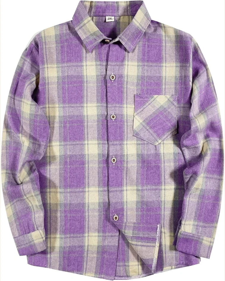 Girls Long Sleeve Flannel Shirt Kids Buffalo Button by SELINK