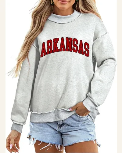 Double Printed Reversible Mock Neck Sweatshirts Pullover Tops, view 4