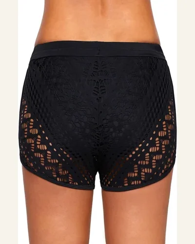 Drawstring Waist Lace Hollow Out Tankini Bottom, view 2
