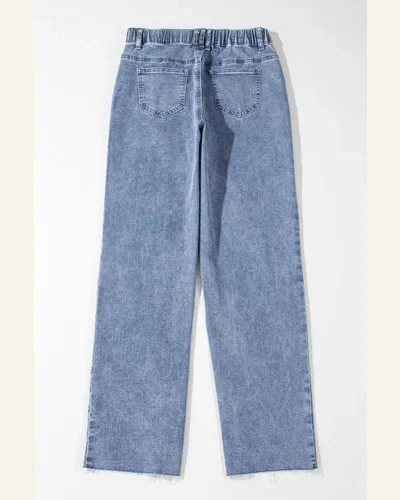 Casual Dusk Blue Foiled Star Patchwork Jeans, view 4