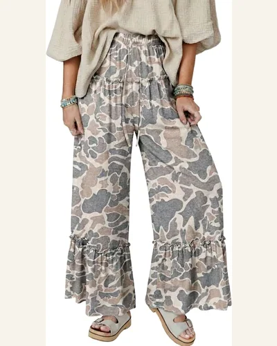 Wide Leg Pants Elastic Drawstring Casual Trousers, view 1