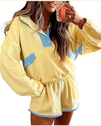 Colorblock 2 Piece Set Long Sleeve Sweatshirts, view 1