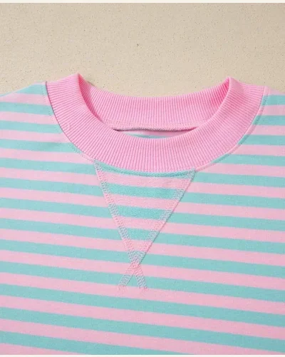 2 Piece Outfits Stripe Color Block Long Sleeve Set, view 3