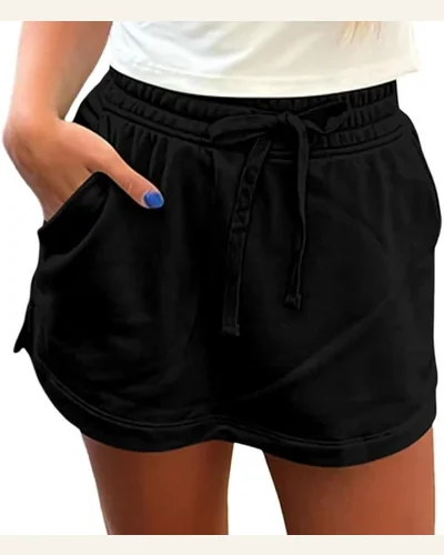 Casual Skirts Summer French Terry Drawstring Mini Skort, view 1