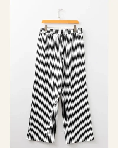 Casual Black Stripe Elastic High Waist Pants Pocketed, view 3