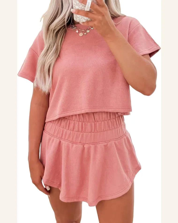 Two Piece Outfits Summer Cropped Tee and Ruffle by SELINK
