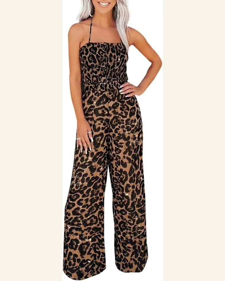 Jumpsuits Halter Neck Backless Wide Leg Jumpsuit Sleeveless by SELINK