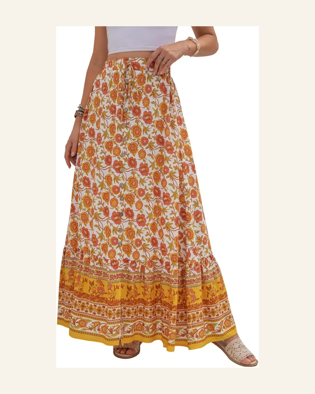 High Waist Boho Long Skirt A Line Swing by SELINK