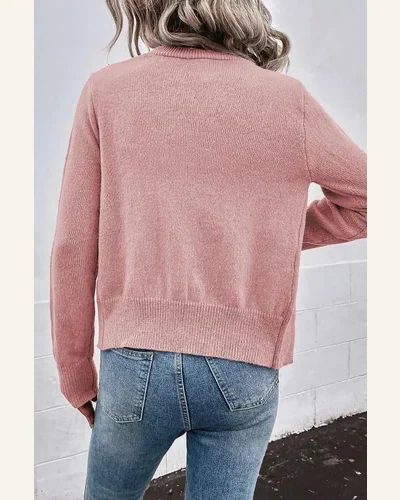Cardigan Sweater Elegant Sepia Rose Textured Knit Pearl, view 2