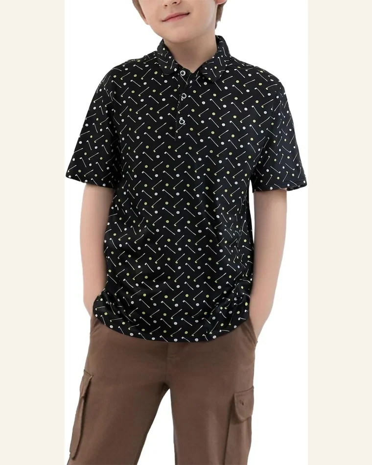 Boys Short Sleeve Dry Fit Wicking Polo Shirt by SELINK