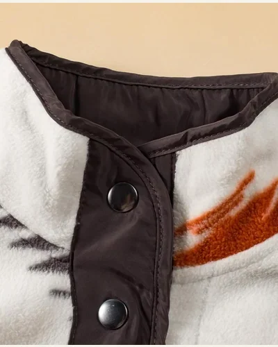 Fleece Vest Aztec Sleeveless Snap Button Down Jacket, view 3