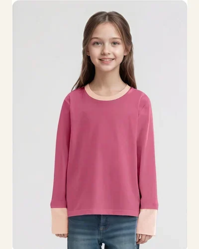 Girls Casual Color Block Long Sleeve T Shirt, view 3