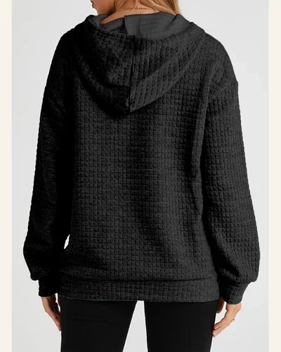 Hoodies Casual Pullover Waffle Long Sleeve Drawstring Hooded, view 2