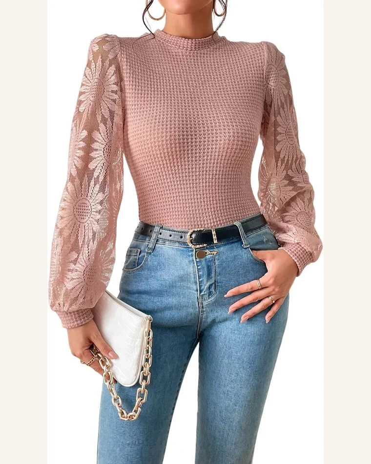 Tunic Tops Casual Peach Blossom Sunflower Mesh Bubble by SELINK