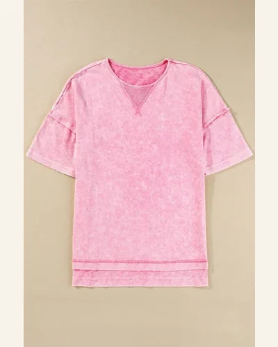 Short Sleeve T Shirt Casual Strawberry Pink Mineral, view 3