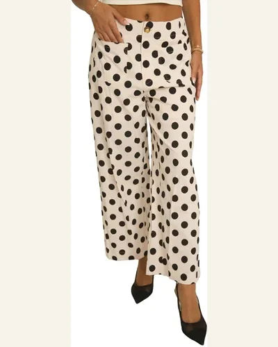 Casual White Polka Dot Pants Print Patched Pocket, view 4