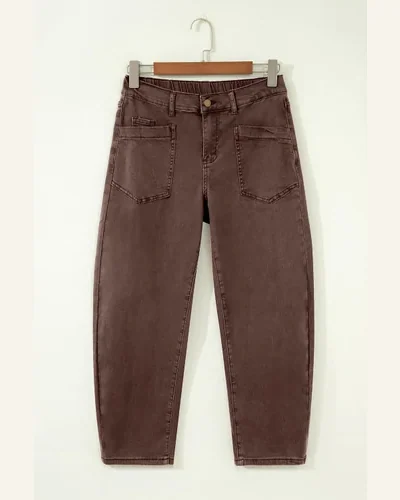 Barrel Jeans Ankle Length Denim Pants Coffee 12, view 4