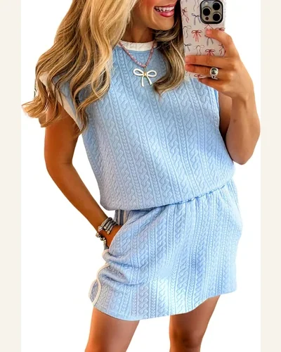 Textured Lounge Set 2 Piece Outfits Sleeveless Top, view 1