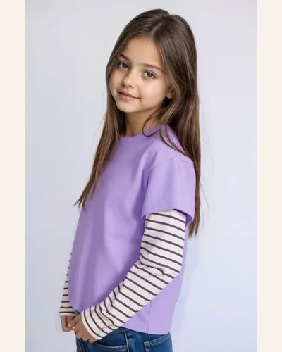 Girls Casual Sleeve T Shirt Big Kid Long, view 3