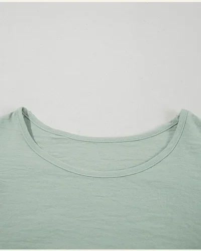 Dressy Casual Shirts Ruffle Short Sleeve Crewneck Blouse, view 4