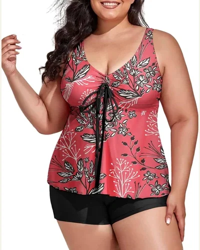 Modest Tankini Swimsuits Plus Size Flowy Tank Top, view 4