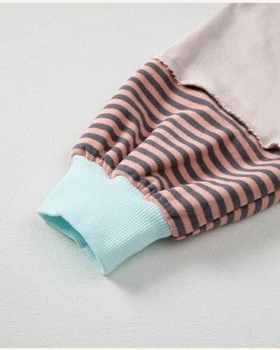 Striped Oversized Sweatshirt Color Block Crewneck Long Sleeve, view 3