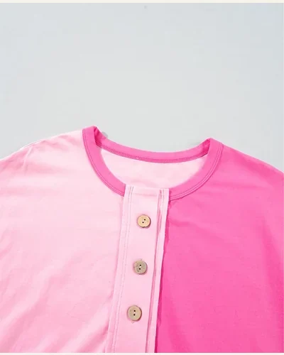 Summer Tops Colorblock Button Front Shirts Two Tone, view 3
