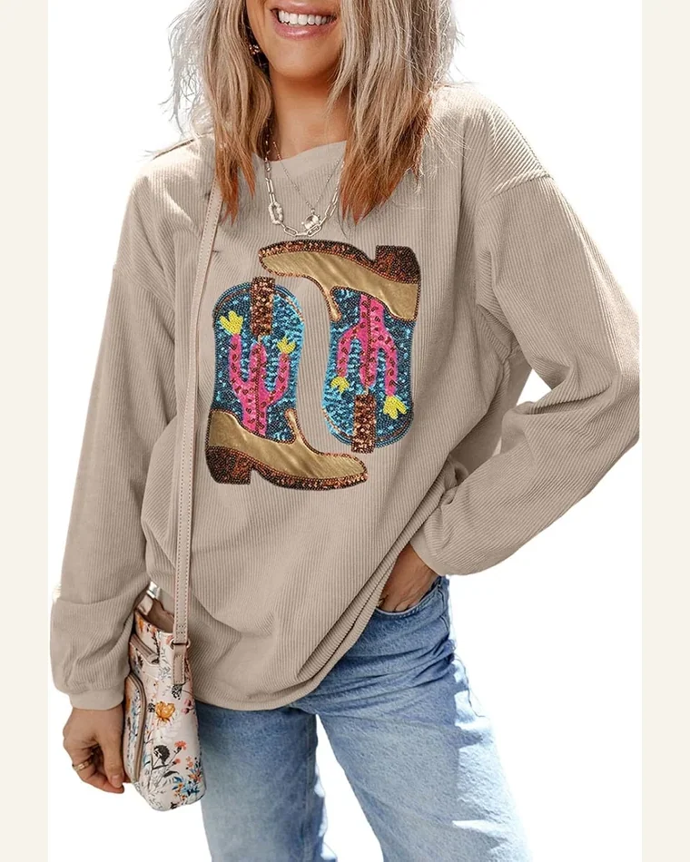 Sequin Mardi Gras Corded Sweatshirt Symbol Crown Mask by SELINK