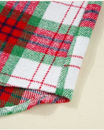 Plaid Flannel Shacket Long Sleeve Button Down Christmas, view 4