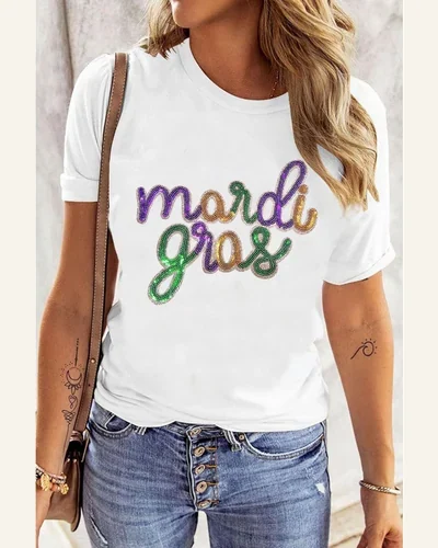 Mardi Gras Shirts Graphic T Shirt Casual Short, view 2
