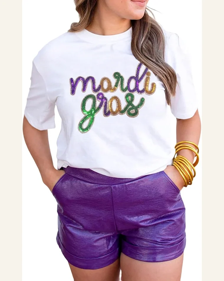 Mardi Gras Shirts Graphic T Shirt Casual Short by SELINK