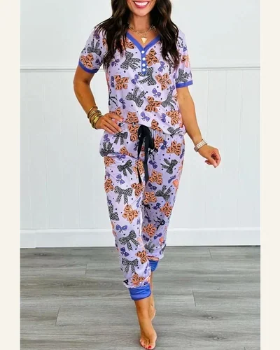 Pajamas Sets Funny Halloween Button Down Short Sleeve, view 2