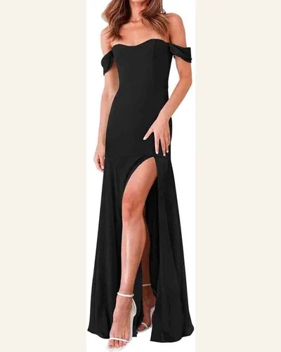 Off Shoulder Bodycon Dress High Split Cocktail Party, view 1