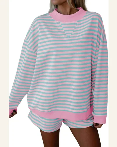 2 Piece Outfits Stripe Color Block Long Sleeve Set, view 1
