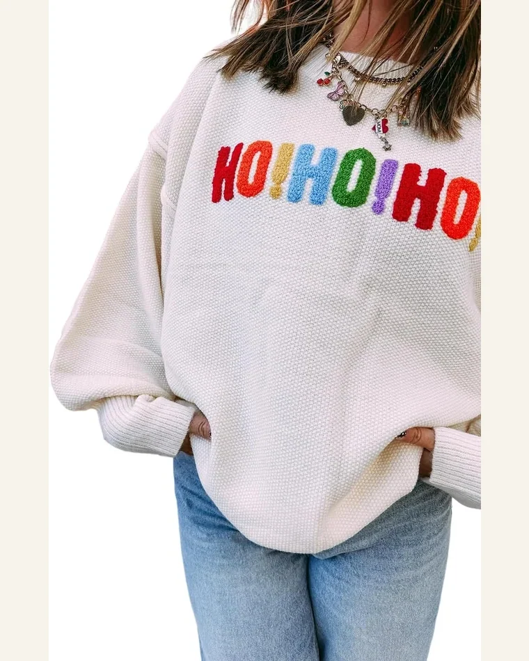 HO HO HO Merry Christmas Sweater Holiday Sweater by SELINK