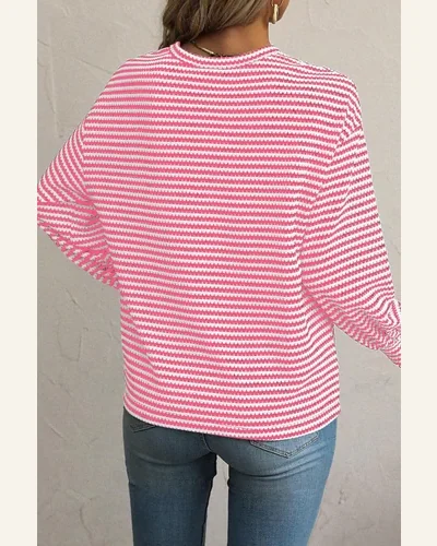 Tunic Tops Work Rose Stripe Round Neck Drop, view 2