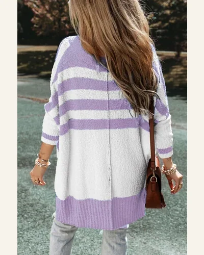 Cardigan Sweater Casual V Neck Buttoned High Low, view 2