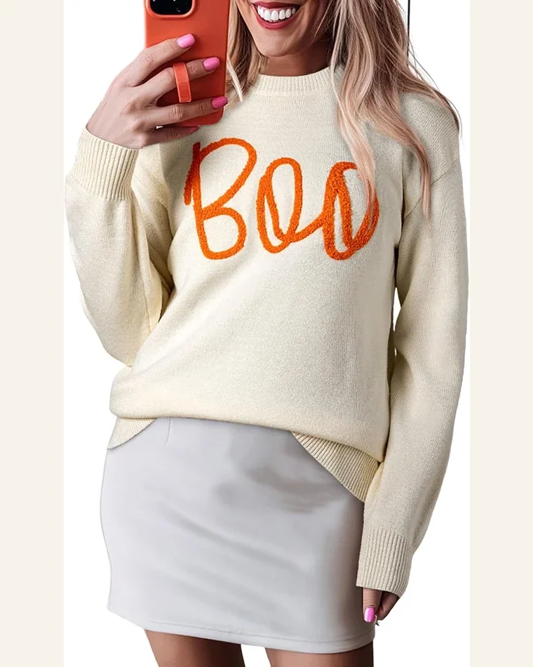 Holiday Sweater Crew Neck Casual Long Sleeve Pullover by SELINK